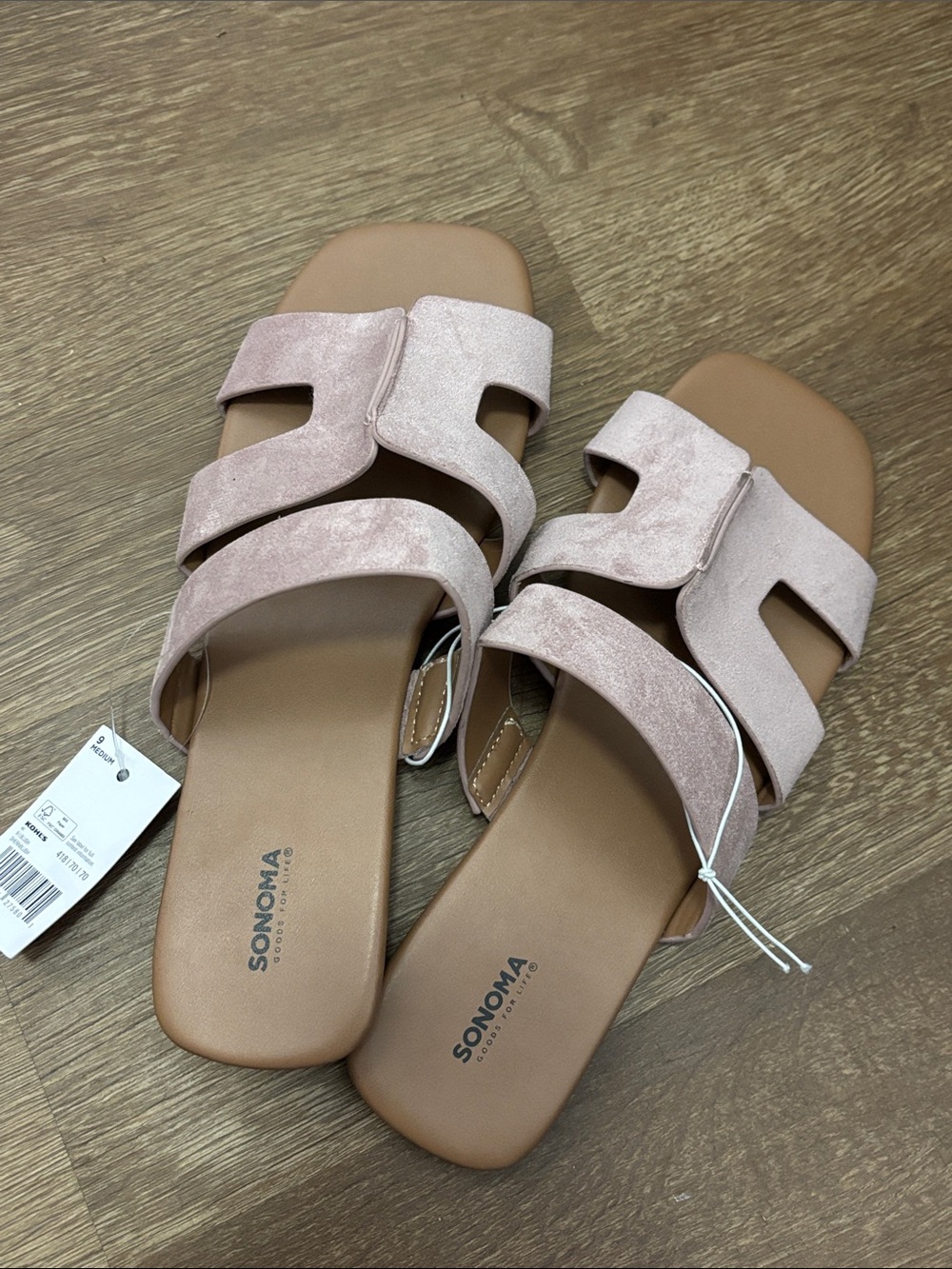 Sonoma Blush Pink Double-Strap Suede Slide Sandals